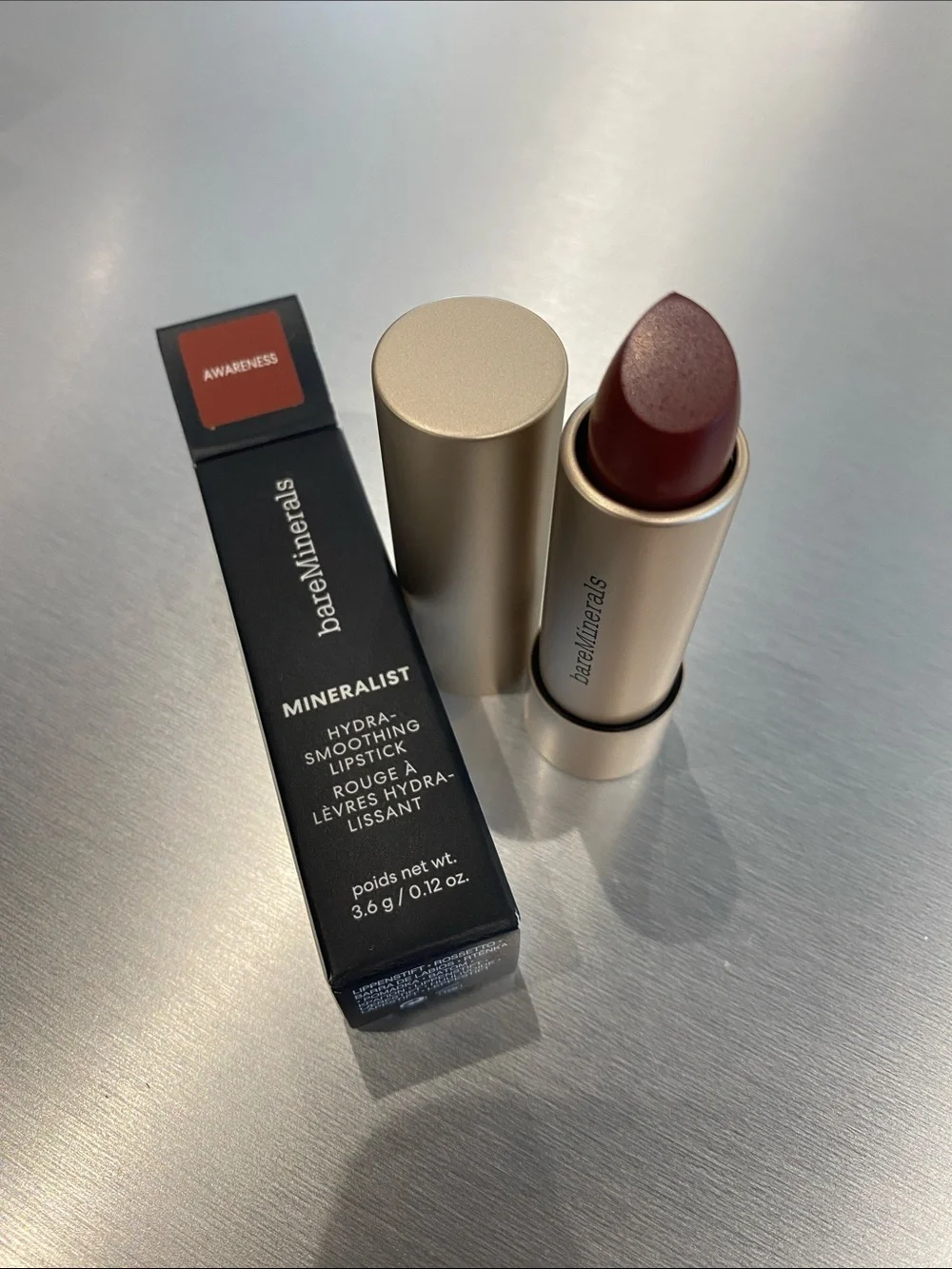 bareMinerals Hydra Smoothing Lipstick Awareness NIB .12 oz